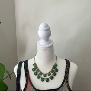 Sage green and Teal Jeweled Bib Statement Necklace